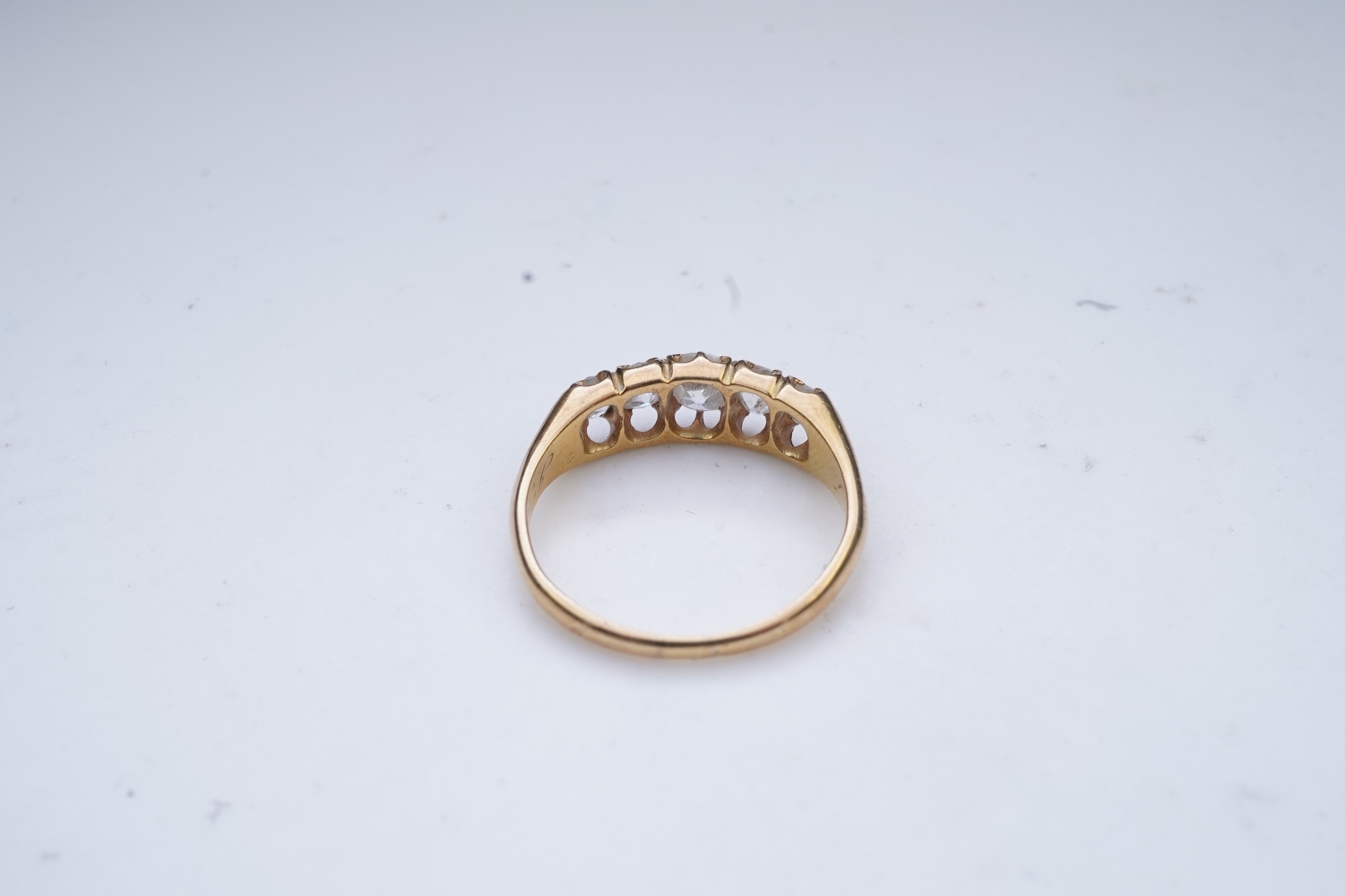 A Victorian five-stone diamond ring, late 19th century